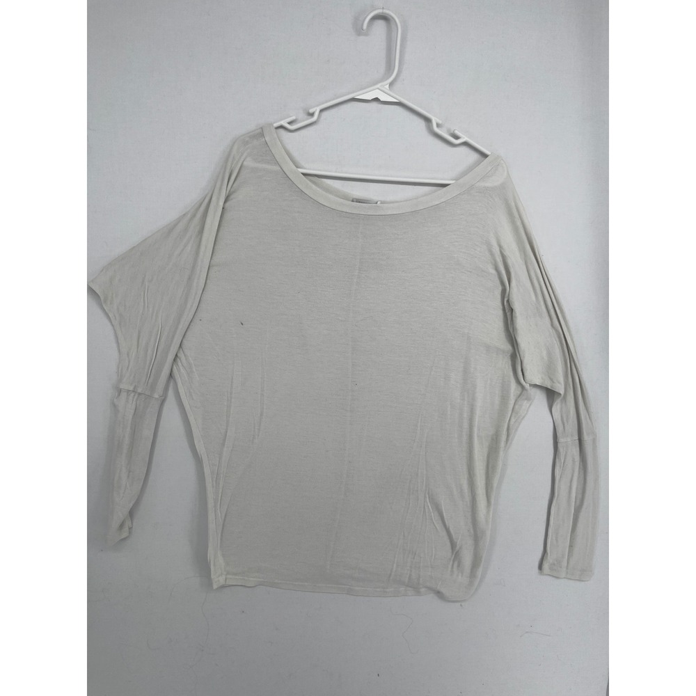 Bellino USA Womens Batwing Long Sleeve Top Scoop Neck White Stretch Jersey 3318